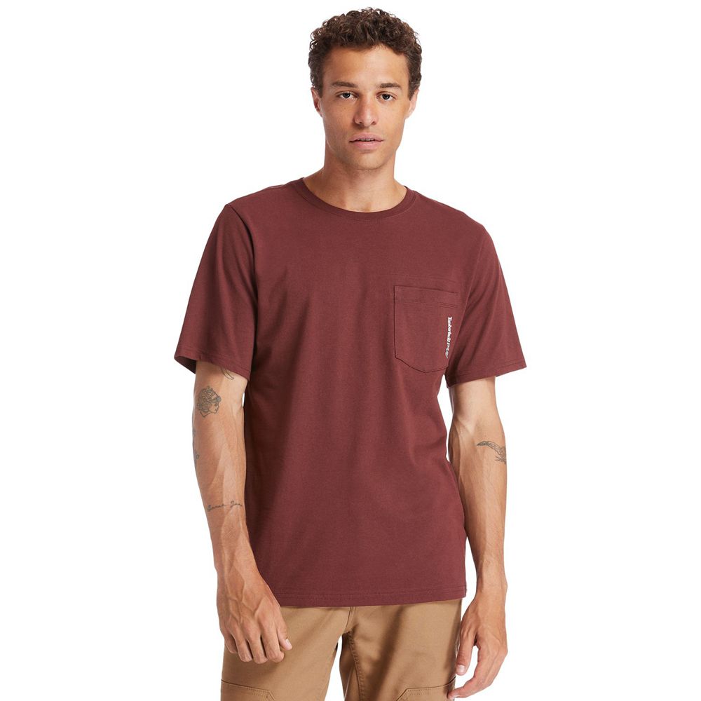 Camisetas Timberland Hombre Pro® Manga Corta Base Plate Wicking Burdeos - Chile FDL-891326